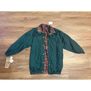 Vintage 90s Reversible Green Windbreaker and‎ Floral Fleece Women's S/M NWT